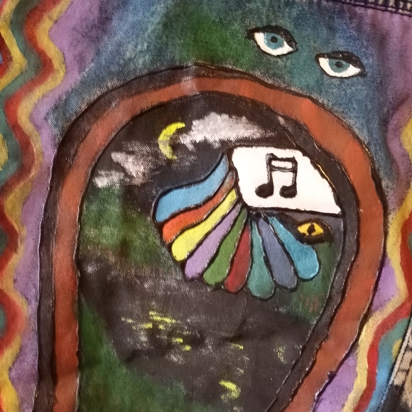 Denim Exchange Unlimited Fantastic Vintage 80's 90's Painted Denim Jacket Sz M - Picture 7 of 9